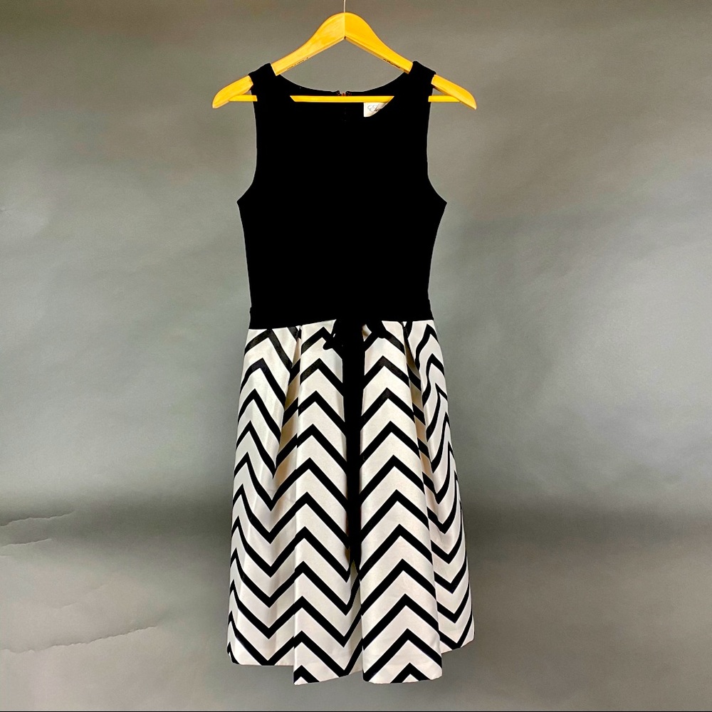 Eliza J  Chevron pleated Black and White